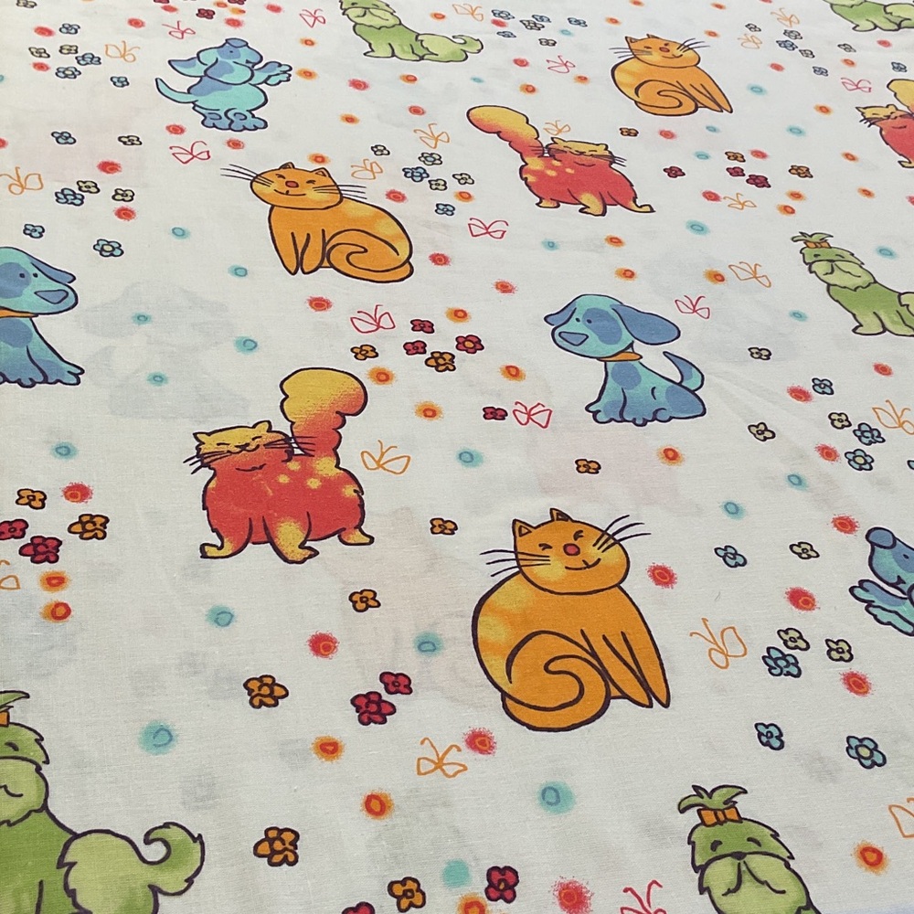 Cats and dogs shower curtain. Cotton poly blend.